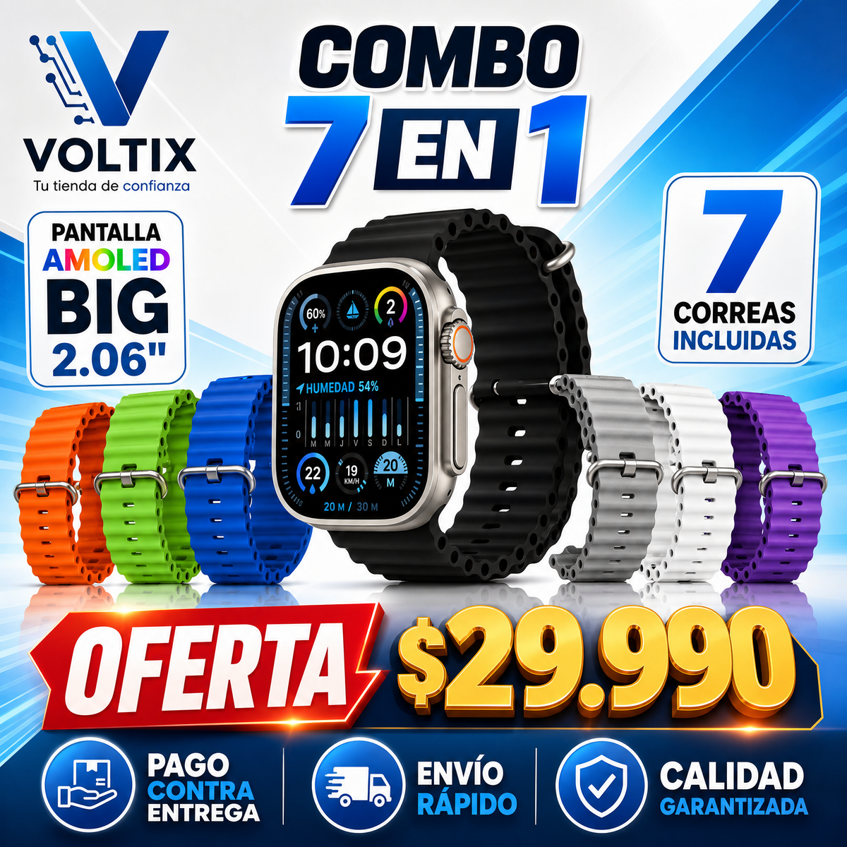 RELOJ INTELIGENTE ULTRA 7 EN 1